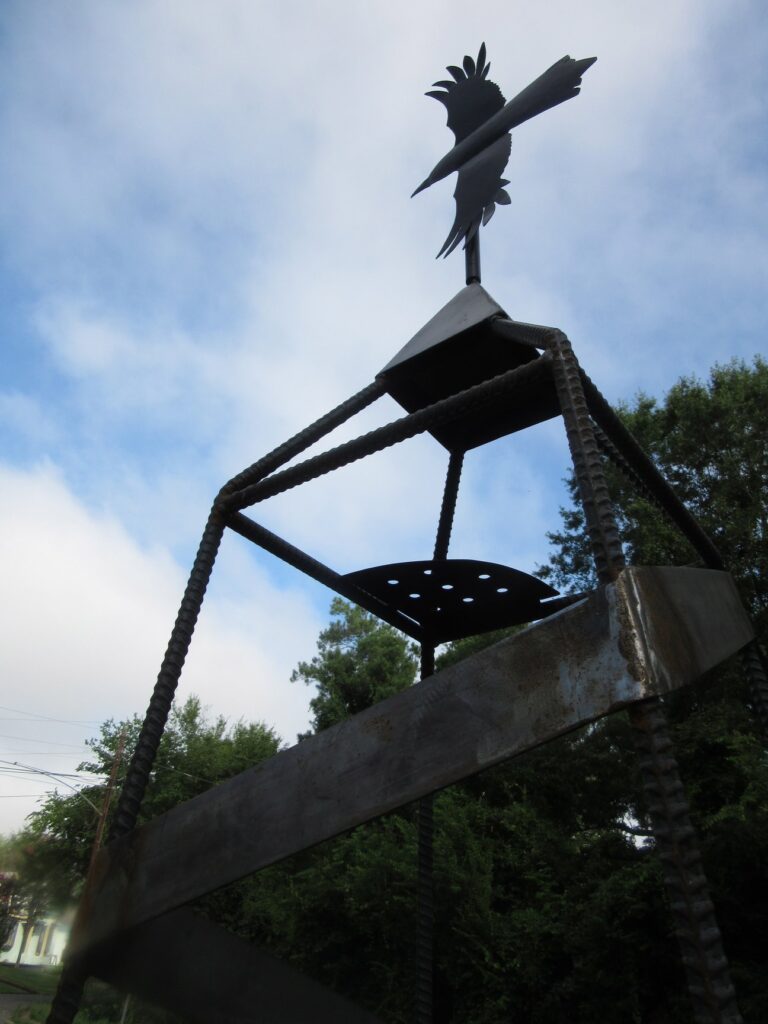 Crow sculpture.